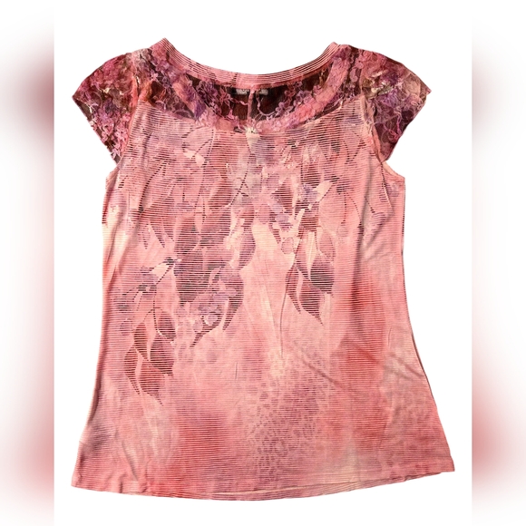 B.L.E.U. Pink Floral Shirt Blouse - Picture 2 of 2